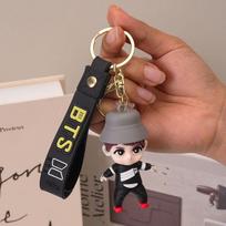 BTS Mielas Animacinis 3D Guminis Lėlės Raktų Pakabukas, Bangtan Berniukų Mini Figūrėlės Pakabukas, Kpop ARMY Gerbėjų Kolekcionuojamas Žavesys 2 brown