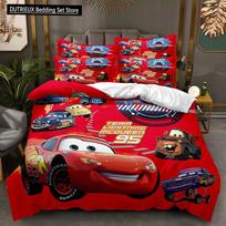 Žaibas Makvynas Spausdintas Paklodės Rinkinys Automobilių Filmo Raštas Patogus Lovos Patalynės Rinkinys Berniukams ir Suaugusiems 3 Dalių Rinkinys Pilno Dydžio 135x200cm red