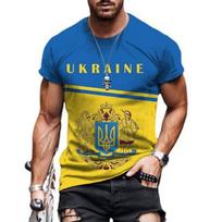 Ukrainos vėliava ir herbas 3D skaitmeninė spauda kvėpuojantis naujas vyriškas trumpomis rankovėmis marškinėliai universalus XXXL blue