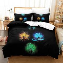 Cartoon Avatar Airbende Duvet Cover Pillowcase Bedding Set Adult Boys Girls Bedroom Decoration Single Double Size 135x200cm black