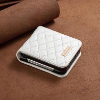 Prabangus odinis dėklas Samsung Galaxy Z Flip 7 FE 6 5 4 3 5G Flip4 Flip5 Atsparus smūgiams Apsauginis dangtelis Maišelis Odos pojūtis Fundas for Z Flip 7FE balta
