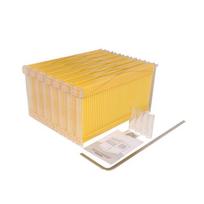 Aukščiausios kokybės eglės medienos bičių laikyklės rinkinys: Vaškuota, Savaime nusausinama bičių avilys su medaus srauto koriais, Supakuotas individualiai. yellow
