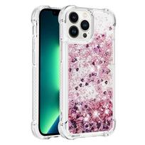 Blizgantis skystas smėlio dėklas su efektu, atsparus smūgiams, skirtas IPhone 16 15 14 13 11 Pro Max Plus 12 Mini 16e 16Pro, minkštas TPU dangtelis iPhone 13 mini ryškiai rožinė