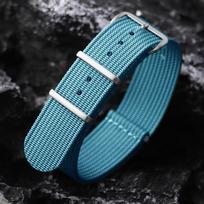 Aukščiausios kokybės briaunota nailoninė laikrodžio apyrankė 18mm 19mm 20mm 22mm Omega kariniam, laisvalaikio laikrodžiui, Seiko armijos sportiniam pakeitimo dirželiui 22mm šviesiai mėlyna spalva