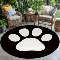 Cat Paw Print Round Rug, Non-Slip Pet Themed Carpet, Cute Minimalist Floor Mat for Bedroom Living Room Decor 80cmx80cm gray