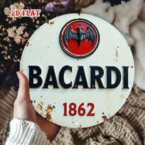 Vintažinis „Bacardi“ aliuminio metalo sienos menas Rustic aliuminio ženklas namų barui, garažui, kavinei 30x30cm(11.8x11.8inch) gray