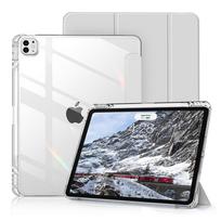 Dėklas iPad Pro 12.9, sulankstomas stovas, permatomas kietas PC galinis dangtelis su pieštuko laikikliu, skirtas iPad 12.9 colio 6-osios/5-osios/4-osios/3-iosios kartos dėklui For iPad Air 13 inch 2024&13"&PU+Acrylic+TPU
