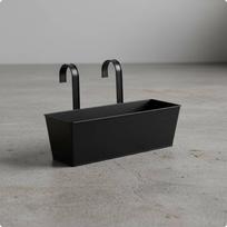 Stačiakampė kabinama gėlinė Taupanti vietą Balkono turėklui Lengva pakabinti Metalinė gėlė Black L gray