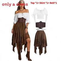 Renaissance Fairy Halloween Long Dress With Asymmetrical Peplum For Costume Party XXL ruda