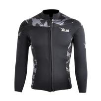 Vyriškas Kamufliažinis 2 mm Neopreno Kostiumas (Striukė + Kelnės) Nardymui, Snorkeliavimui, Plaukimui Šiltame Vandenyje XL black