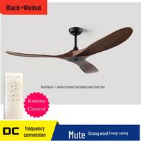60 colių skandinaviškas masyvmedžio inverterinis lubinis ventiliatorius – tylus, energiją taupantis, didelis oro srautas svetainei ar komercinėms patalpoms. Black + Walnut Blades black