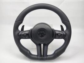Juodo chromo sportinis vairas F30 F36 F20 F23 F22 M3 F80 X1 F48 F10 F07 F01 M5 E84 E87 E90 E70 E sport (airbag) juoda