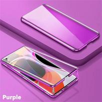 360° magnetinis metalinis apsauginis dėklas, skirtas Samsung S25 S24 S23 S22 S21 S26 Ultra Plus FE, didelės raiškos dvipusis stiklinis dangtelis For Samsung S26 violetinė
