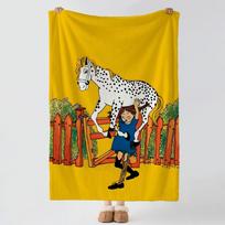 animacinis P-Pipi Ilgakojė-g Mesti Storas Komfortiškas Flanelinis Antklodė, Daugiafunkcis Naudojimas Patalpoje Lauke Kasdienis Snūdis Size: 75*100cm, Weight: 230 GSM yellow