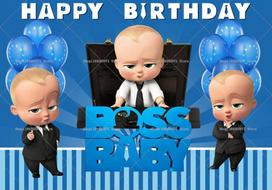 Boss Baby animacinis fonas Gražus kūdikio gimtadienio vakarėlio dekoras Kūdikio krikšto reikmenys Nuotraukos fonas Vakarėlio sienos vėliava 59x51.1inch/150*130cm