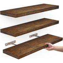 Patvarus pakabinamas laikymo stovas Mediniai vitrinos stovai Augalų stovas Sieninės lentynos Sodybos stilius Brown-3pcs