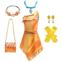 Vaikų animacinis Cosplay princesės suknelė Mergaitėms Helovinas Karnavalas Persirengimo vakarėlio drabužiai Vaikų scenos pasirodymų kostiumai 140cm orange