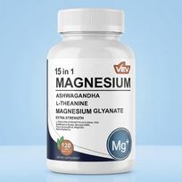 VEV 15-in-1 magnio glicinato kompleksas su ašvaganda ir L-teaninu (120 kapsulių) 1pack