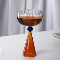 250ml Elegantiški šampano taurės Nordic Vidinis Riestas Vyno Taurės Su Skaidriu Mėlynu Gintaro Rutuliuku Kotuotos Taurės Kokteilių Taurė 1 Vnt. 201-300ml gray