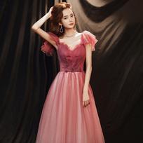 Toast clothes 1011 new fairy gas gradual change wedding engagement evening dress word shoulder banquet presiding over dress skirt annual meeting 5xl custom orders: no returns or exchanges brown
