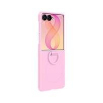 Originalus Samsung Galaxy Z Flip8 silikoninis dėklas su žiedu ir magnetu Z Flip8 Skaidrus dėklas su magnetu Z Flip8 Skaidrus dėklas Z Flip 8 Dėklas telefonui Palaiko belaidį įkrovimą Z Flip8 Silicone Ring Magnet Case rožinė