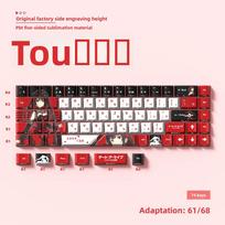 Miyu Cartoon Anime Keycaps - 2D Style, Thickened OEM Profile, Side-Engraved Translucent PBT, Thermal Sublimation, 74 Keys