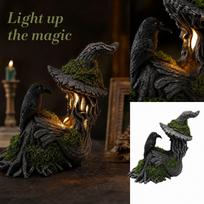 Halloween Witch Resin Figurine with Light for Party and Tabletop Decoration One Size black