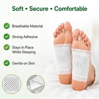 GLUN® 10 Pack (100 Pouches) Herbal Detox Foot Pads for Sleep Support & Relaxation, Bamboo Vinegar Foot Patch with Acupoint Micro-Massage Technolog beige