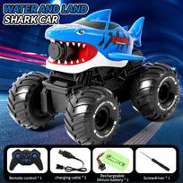 Rc Shark Car Amphibious 2 in1 Electric Water Gun Truck 10M Long Range 2.4G Remote Control Offroad Buggy Vehicles Racing Cars Toy with Gesture Sensing single RC mėlyna