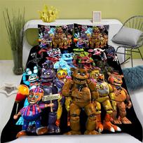 Penkių naktų antklodės užvalkalas Žaidimas FNAF 3D spausdintas antklodės užvalkalas pagalvės užvalkalas patalynės komplektas Viengulis Dvigulis Karalienės Karaliaus dydis miegamojo dekoravimui EU Single 135*200cm/53x79in 3pcs black
