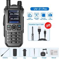 Baofeng UV 21 Pro Belaidis Dažnio Kopijavimo Racija Ilgo Nuotolio Daugiajuostis Atsparus Vandeniui C Tipo Mėgėjiškas Radijas UV-21 GPS UV5R mini Euro pilka