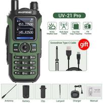 Baofeng UV 21 Pro Belaidis Dažnio Kopijavimo Racija Ilgo Nuotolio Daugiajuostis Atsparus Vandeniui C Tipo Mėgėjiškas Radijas UV-21 GPS UV5R mini Euro žalia