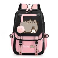 Pusheen Katės Didelės Talpos Kuprinė Lauko Kelionėms Nešiojamo Kompiuterio Krepšys Studentų Atsitiktinis Dieninis Krepšys Mielas Kačiuko Dizainas 816-bp-black powder įvairiaspalvis