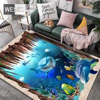 3D kilimas svetainei Dolphin Marine Fish Kilimas Vaikų kambario Miegamojo apdailai Virtuvės kilimėliai Vonios 3D kilimėlis 100x150cm 1pcs
