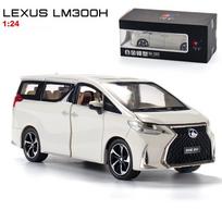 1/24 mastelio Lexus LM300 lydinio liejimo modelio automobilis Pritraukiamas atgal metalinė transporto priemonė su šviesa ir garsu vaikams, suaugusiems, dovanų kolekcija 1/24-20.5x9x7.5cm balta