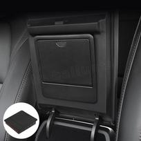 Car Central Armrest Hidden Drawer Storage Box Armrest Storage Box ABS/Flocked For Tesla Model 3 Model Y D black