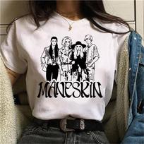 Maneskin Hip Hop Print Goth Harajuku Moteriški marškinėliai Kasdieniai moteriški marškinėliai su trumpomis rankovėmis Y2k viršutiniai marškinėliai mergaitei, „Drop Ship“ XS white