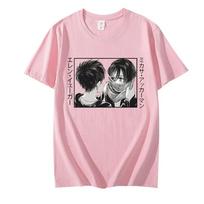 Anime Attack on Titan Mikasa Ackerman Eren Jaeger marškinėliai animacinis filmas Shingeki No Kyojin marškinėliai Harajuku Graphic marškinėliai Mlae Tops S gray