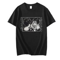 Anime Attack on Titan Mikasa Ackerman Eren Jaeger marškinėliai animacinis filmas Shingeki No Kyojin marškinėliai Harajuku Graphic marškinėliai Mlae Tops S gray