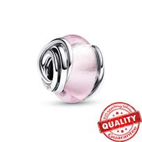 Prabangus 925 prabos sidabro rožinės gėlės Murano stiklo karoliukų pakabukas, tinkantis apyrankei, vėriniui, briaunuotas Murano stiklas, pasidaryk pats moteriški papuošalai white