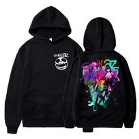 Roko grupės „Gorillaz Print“ gobtuvai, vyriški, moteriški, 2 k., gobtuvai, „Hip Hop“ gatvės aprangos megztiniai su gobtuvu Harajuku megztiniai Unisex drabužiai 6XL black