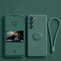 Silikoninis magnetinis dėklas, skirtas OPPO Reno 6 5 7 Pro Plus 4G 5G A52 A92 A72 A15S A54 A74 A73 X5, su žiedu, minkštas dėklas su dirželiu Reno 6 5G tamsiai žalia spalva