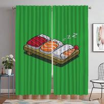 Sushi Anti-mosquito Curtains for Living Room Window Curtain Halloween Decoration Shades Tulle for Bedroom Home Interior Curtains W60xH90cmx2pcs-CL gray