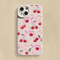 Mielas vyšnių lankelio silikoninis telefono dėklas, skirtas iPhone 15 16 Pro 14 Plus 13 Pro Max 12 11 X XS XR 7 8 Plus SE 2020, atsparus smūgiams, minkštas dangtelis For iPhone 15