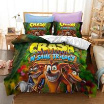 Classic Game Crash Bandicoot Cartoon Duvet Cover Set 3D Print Comforter Cover Bedclothes for Boy Girl Bedding Sets Bedroom Decor AU Single 140x210cm