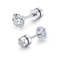 1 vnt. Medicininio nerūdijančio plieno Cirkonio Kristalo Auskarai Studs Tragus Kremzlės Hipoalerginiai Varžtai Auskarų vėrimas Cirkonis 5mm white