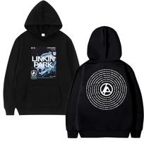 Linkin Park From Zero Pasaulinis turas 2025 Dvišaliai spausdinti Hoodie Vyrai moterys vintažinis Laisvalaikio džemperis Unisex Fleece gatvės stiliaus M gray