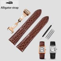 Cartier Tank London Solo serijai Aligatoriaus odos laikrodžio dirželis Krokodilo natūralios odos Laikrodžio apyrankė 16 17 18 23 25mm 24mm brown