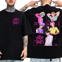 KPop Demonų Medžiotojai Filmas Saja Berniukai Marškinėliai Vyriški Moteriški Aukštos Kokybės Medvilniniai Marškinėliai Madingi Hip Hop Harajuku Trumpomis Rankovėmis Marškinėliai 3XL white