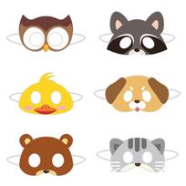 6 vnt. vaikiško gimtadienio popierinių kaukių, animacinių gyvūnų kaukių ir akinių rinkinys Cartoon Animal Mask C [6pcs]